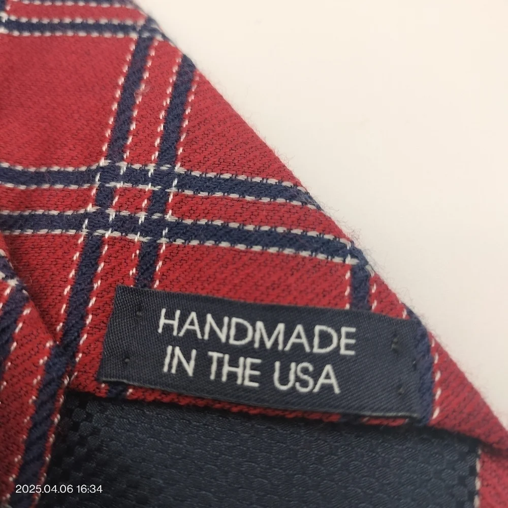 Cremieux Mercer St. Collection Tie Necktie Plaid Red Textured Handmade Flaw